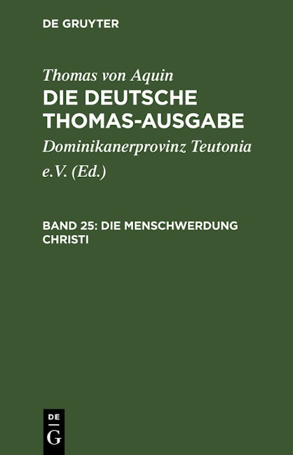 Book cover image for Die Menschwerdung Christi ISBN: 9783112658253